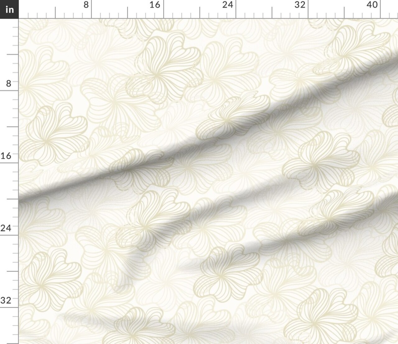 Floral Flower Botanical Lines Neutral Coastal Cream Beige White Custom Printed Fabric by Spoonflower Various Fabrics by the Yard or Fat Quarter